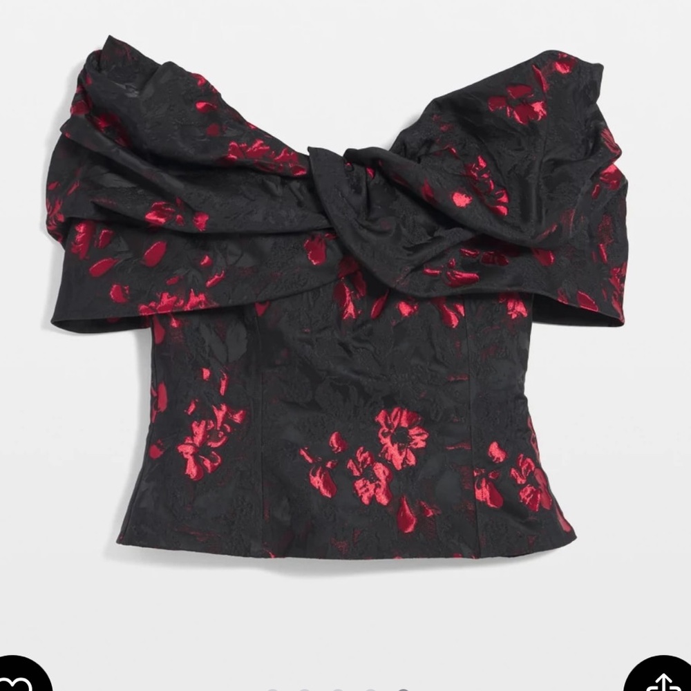 White House black market Floral Jacquard Bustier - Black and Red NWT Sz 4 - Picture 4 of 8